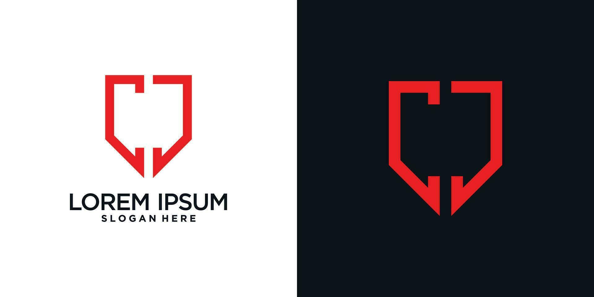 Monogram logo design initial letter c combined with shield element and creative concept vector
