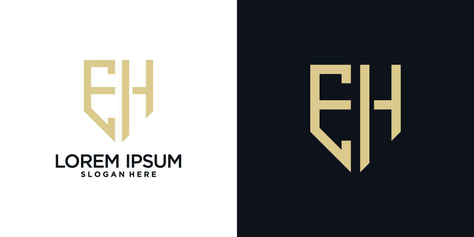 Monogram logo design initial letter e combined with shield element and creative concept vector