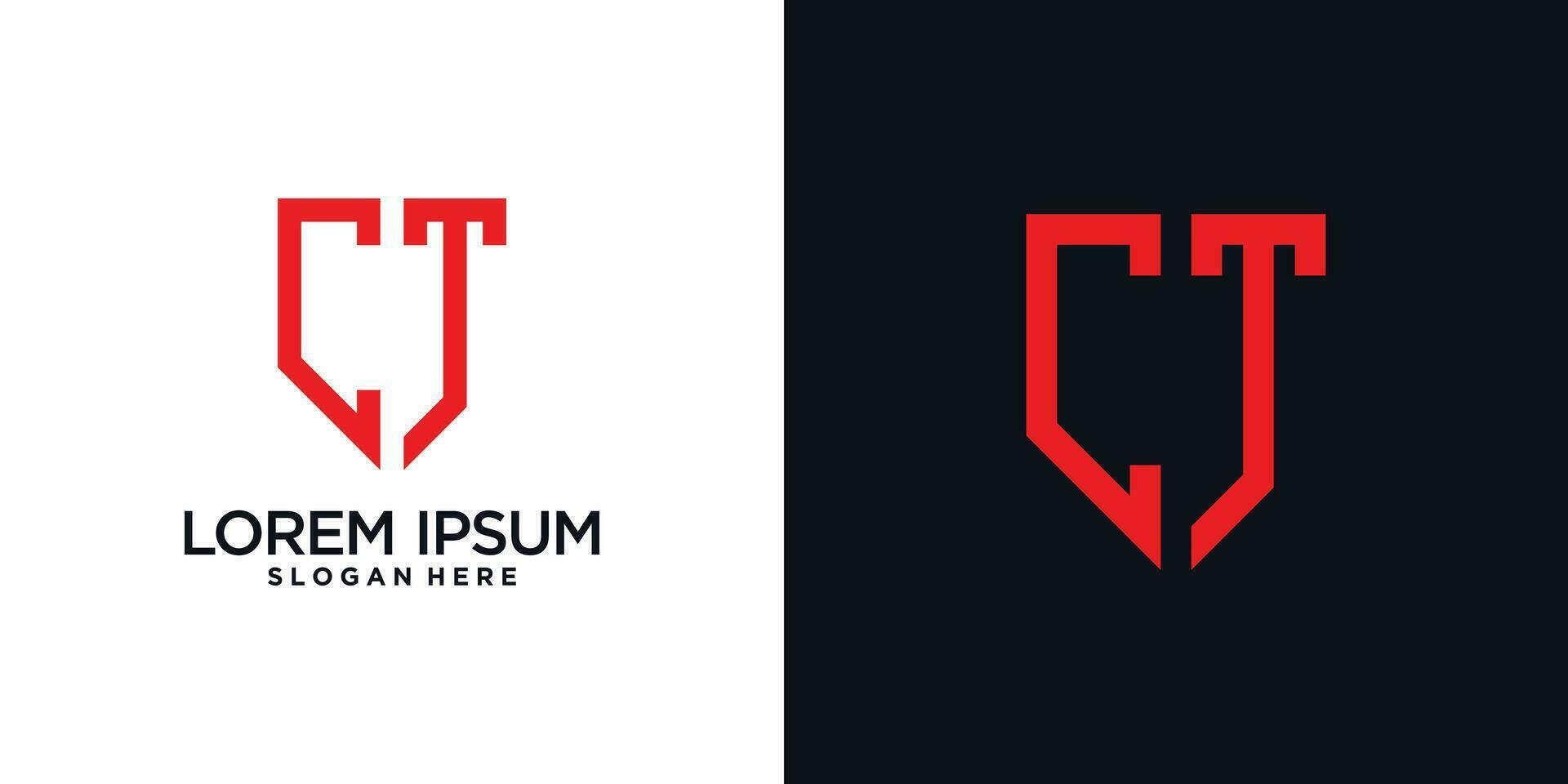 Monogram logo design initial letter c combined with shield element and creative concept vector