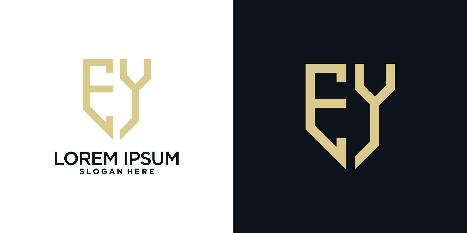 Monogram logo design initial letter e combined with shield element and creative concept vector