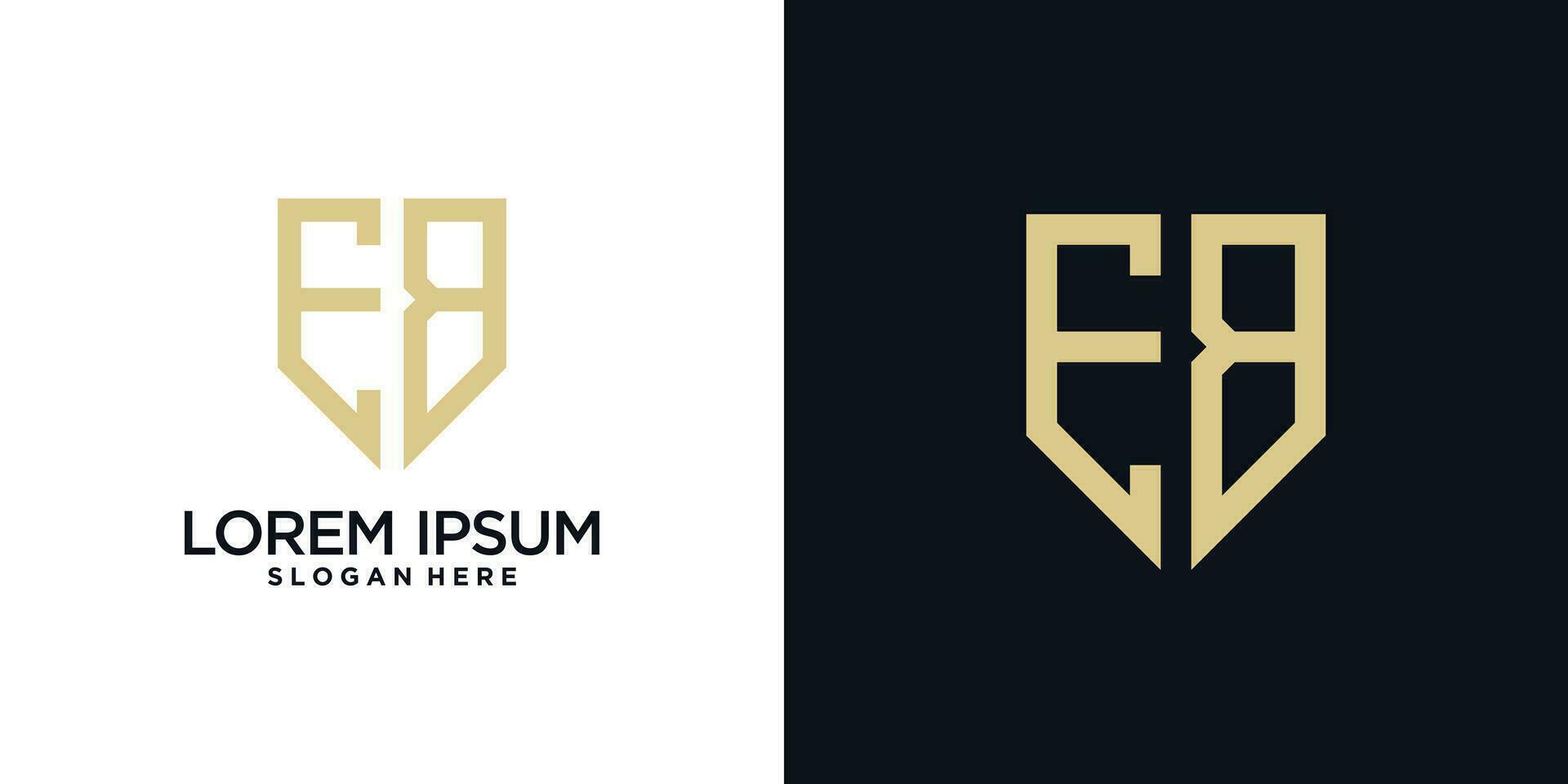Monogram logo design initial letter e combined with shield element and creative concept vector