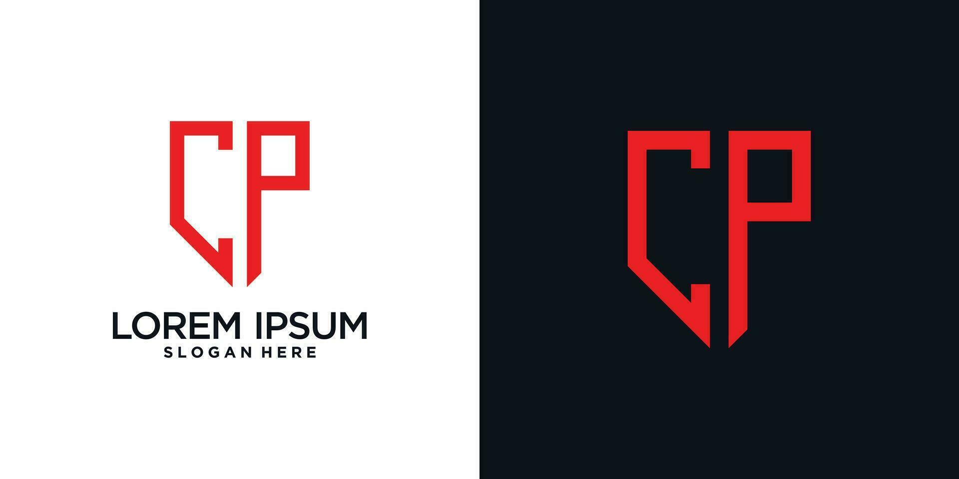 Monogram logo design initial letter c combined with shield element and creative concept vector