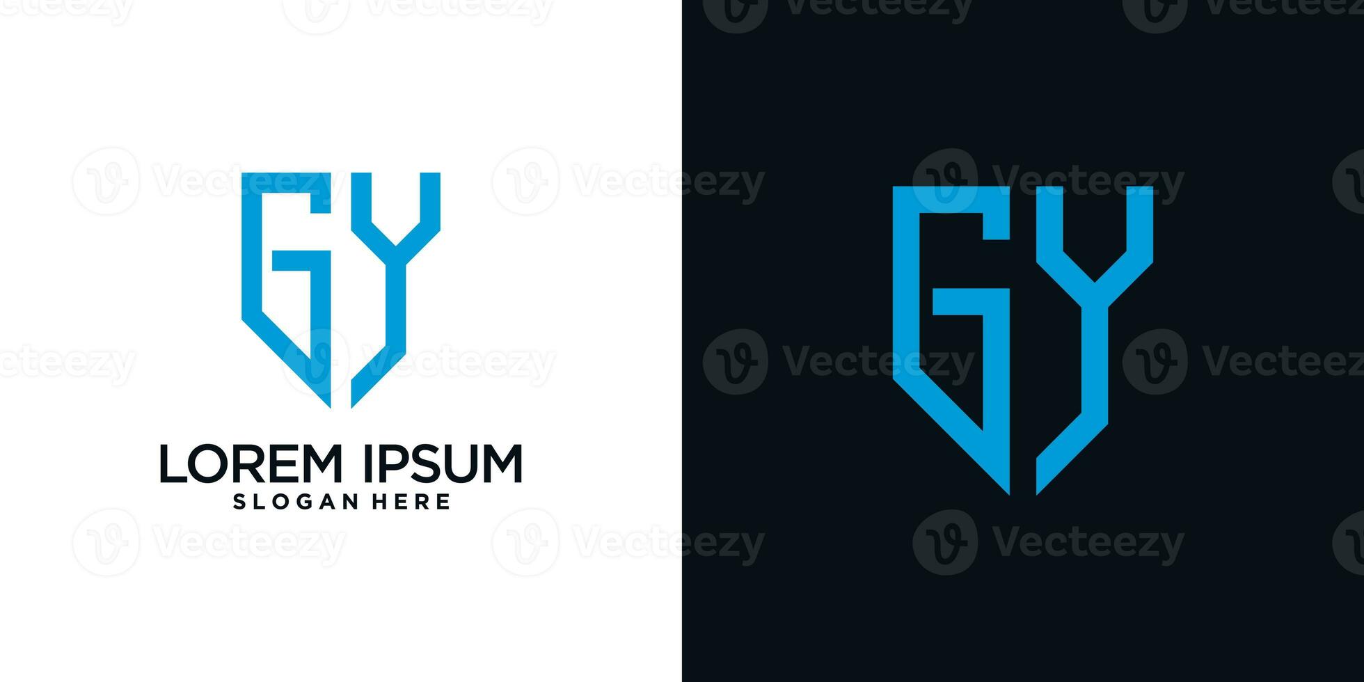 Monogram logo design initial letter g combined with shield element and creative concept photo