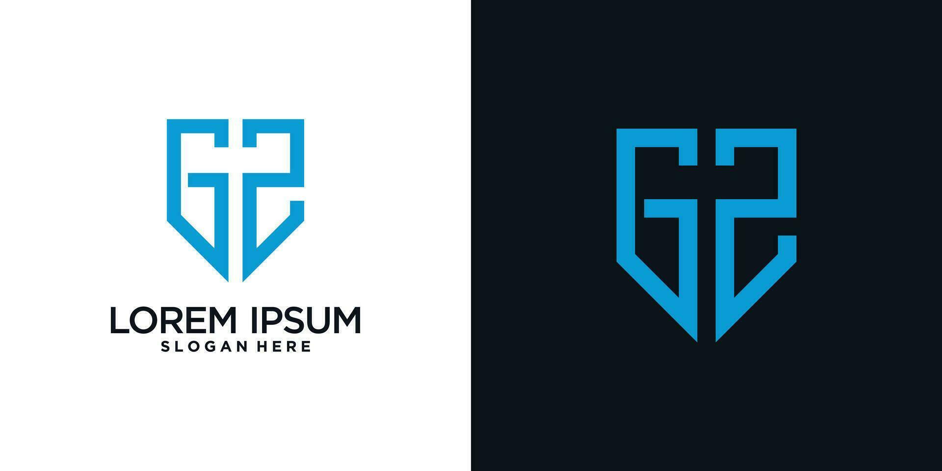 Monogram logo design initial letter g combined with shield element and creative concept vector