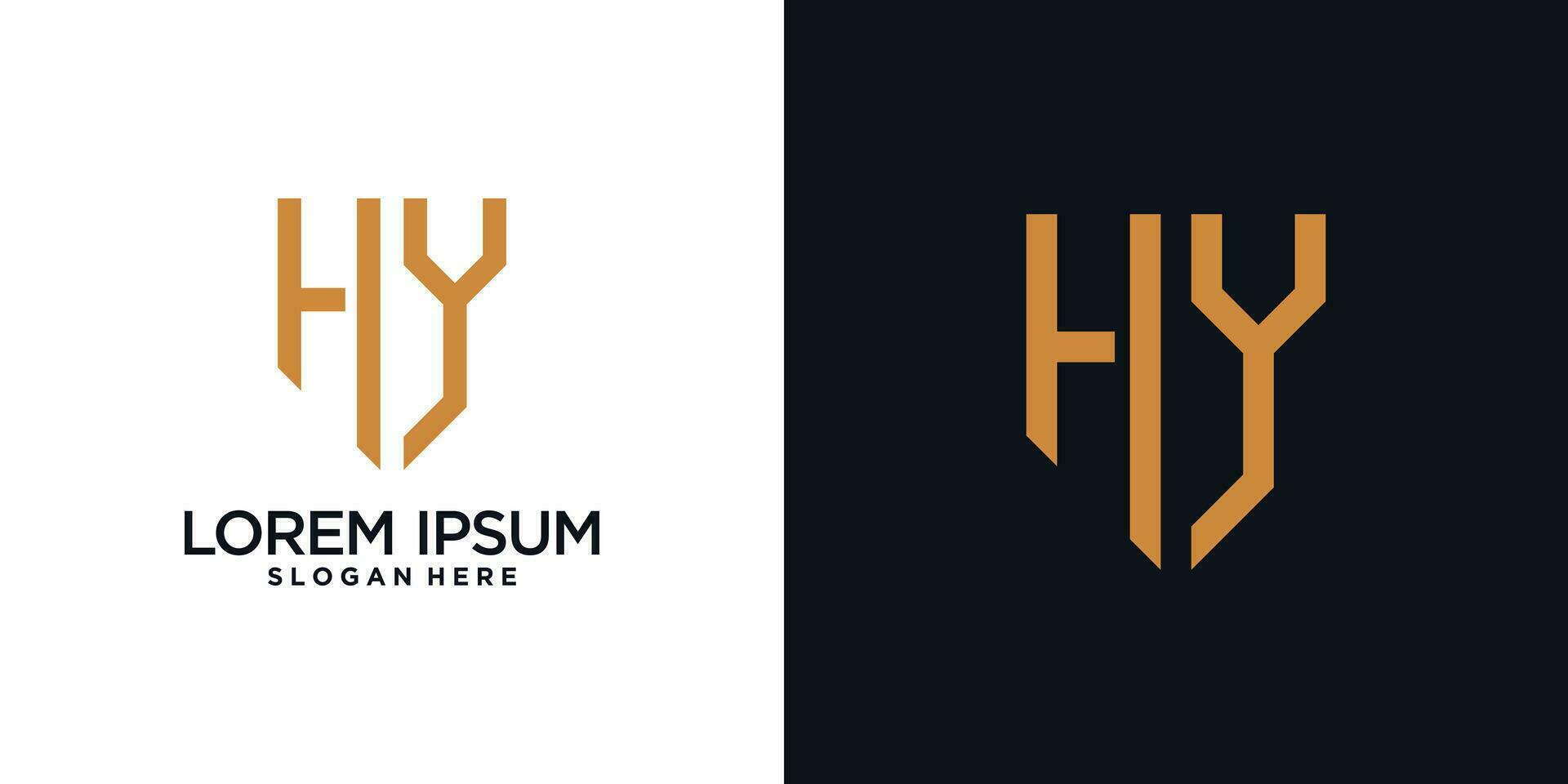 Monogram logo design initial letter h combined with shield element and creative concept vector