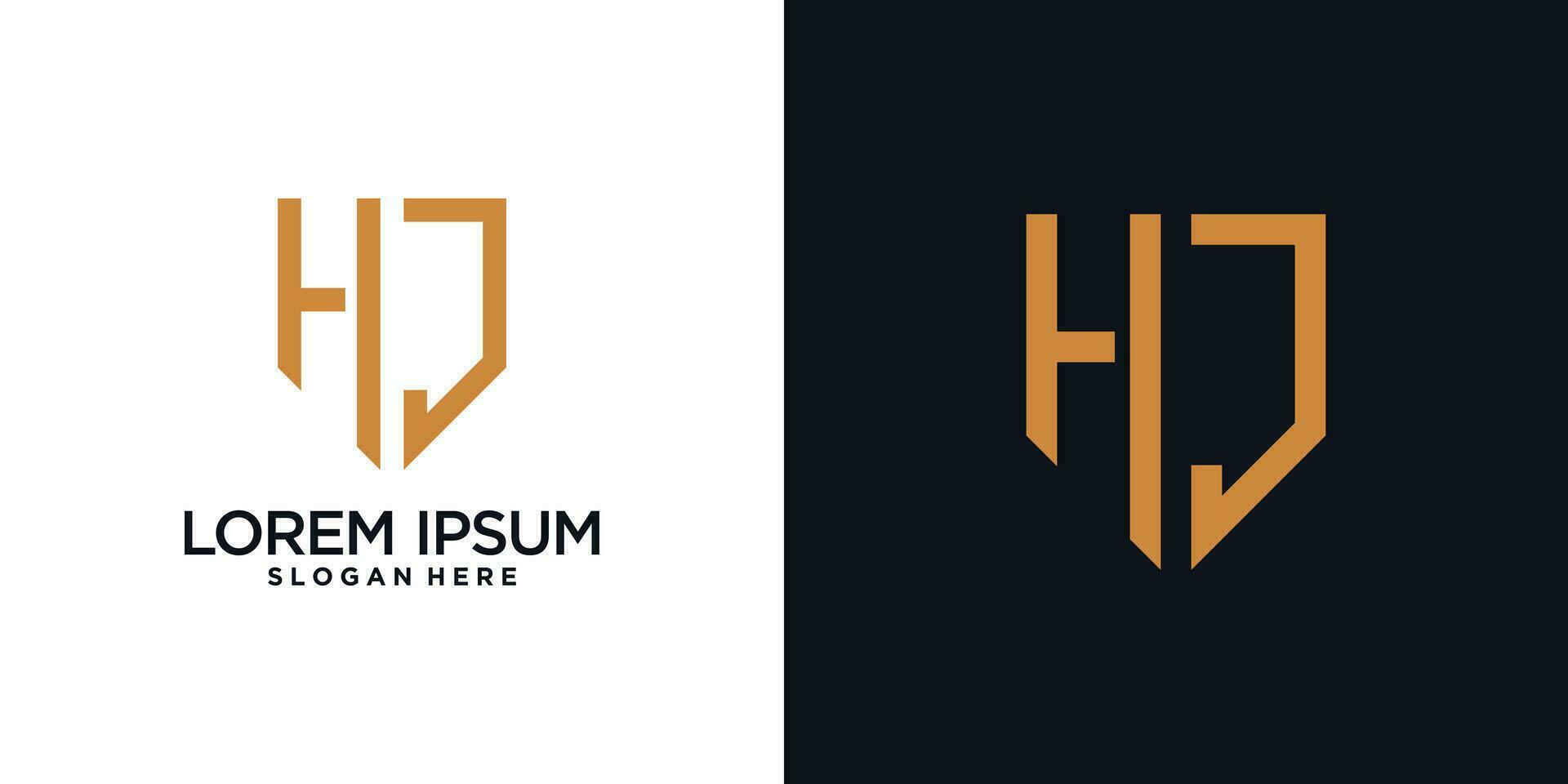 Monogram logo design initial letter h combined with shield element and creative concept vector