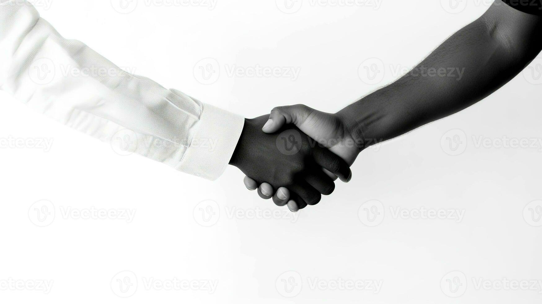 Handshake of two friends on a white background. photo