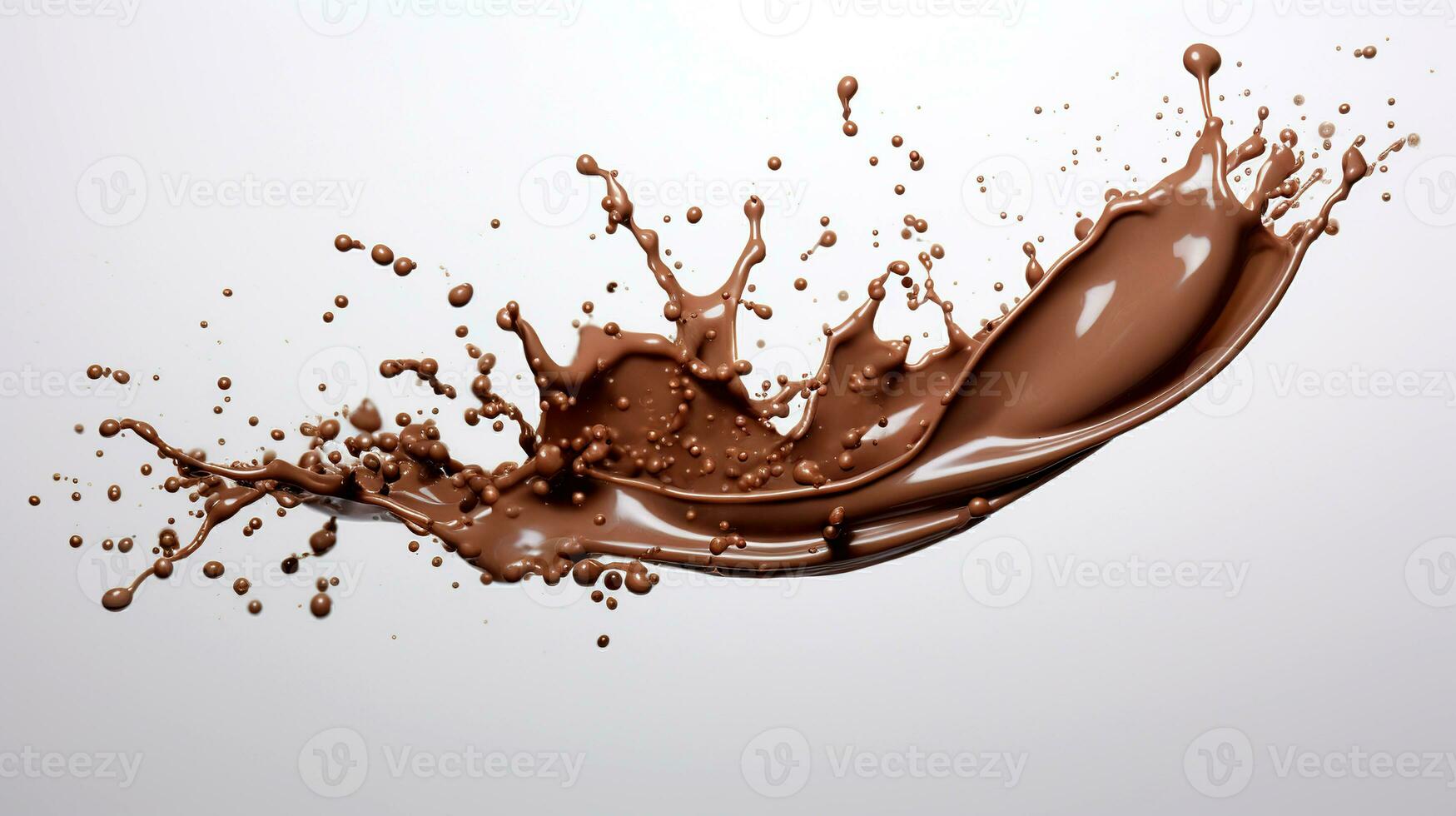 Chocolate yogurt close-up. Chocolate splash isolated on a white background. Abstract background. photo