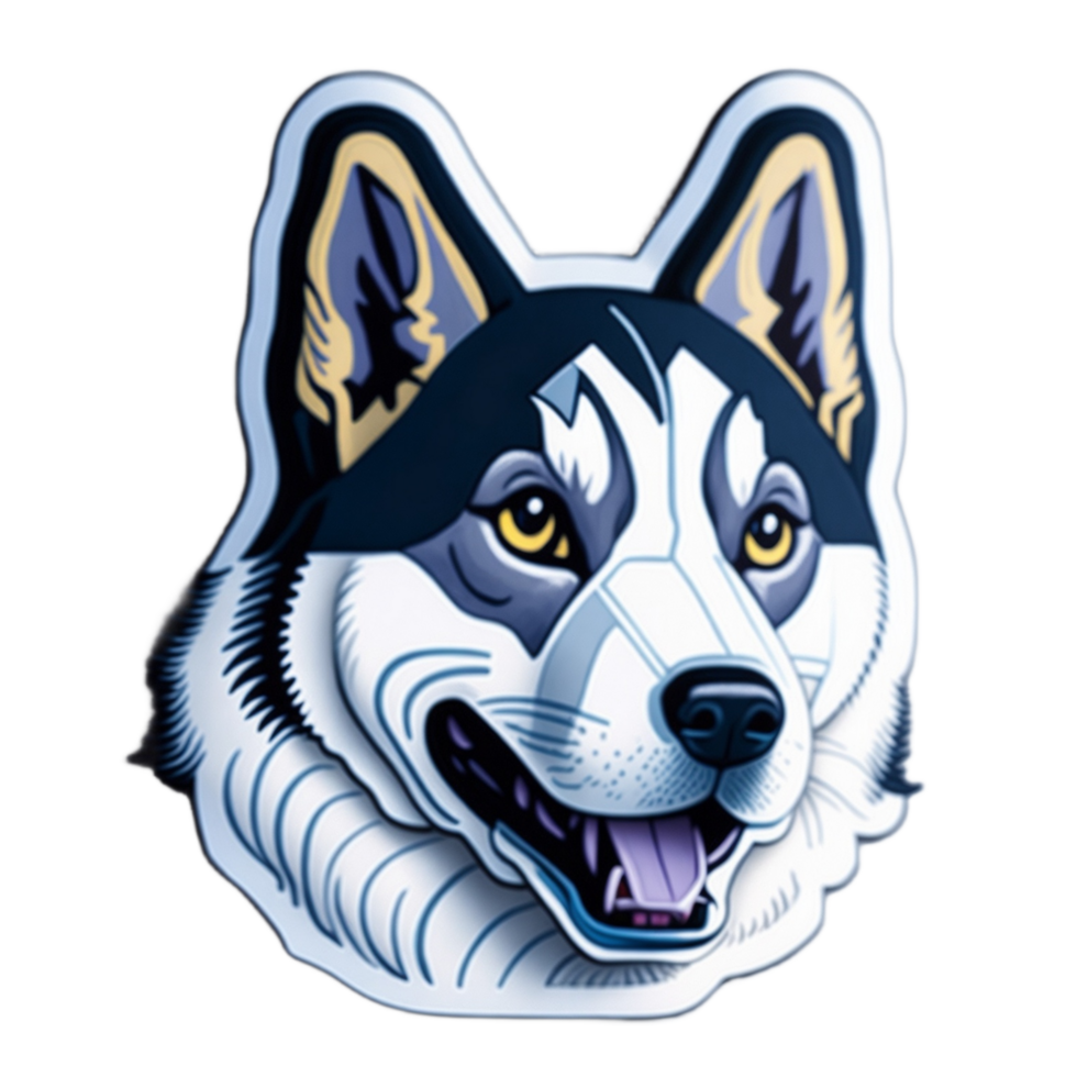 Siberian Husky Cartoon Sticker Illustration PNG Image Ai Generative