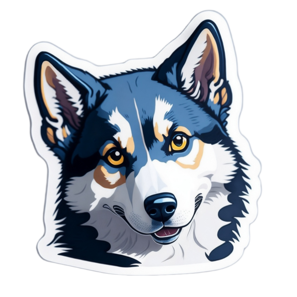 Siberian Husky Cartoon Sticker Illustration PNG Image Ai Generative