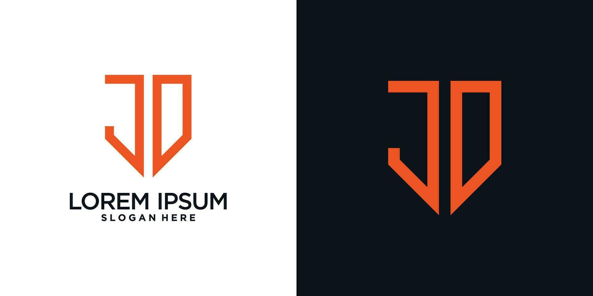 Monogram logo design initial letter j combined with shield element and creative concept vector