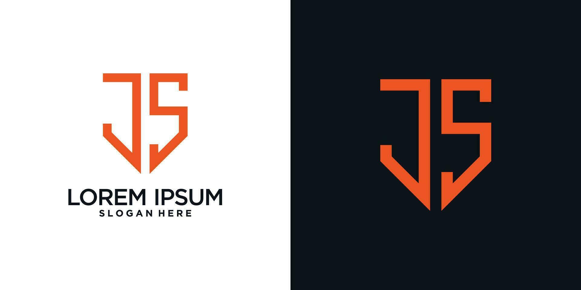 Monogram logo design initial letter j combined with shield element and creative concept vector