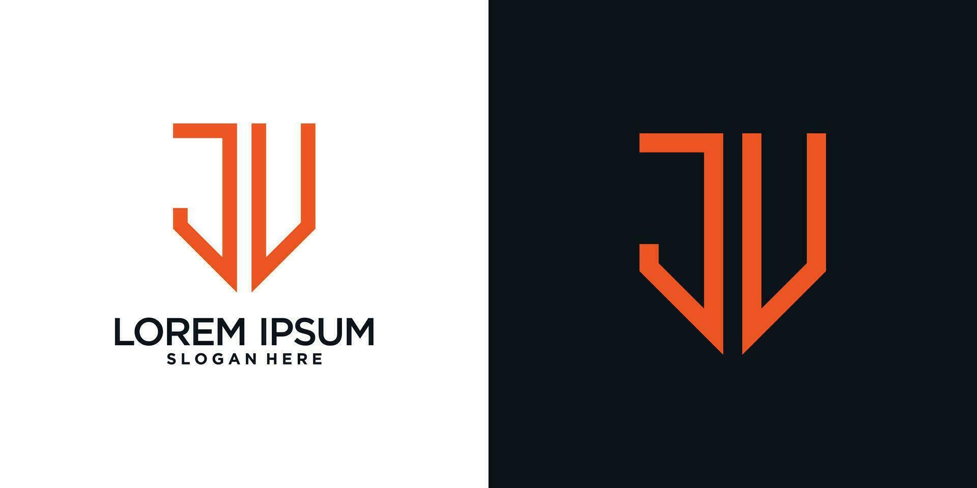 Monogram logo design initial letter j combined with shield element and creative concept vector