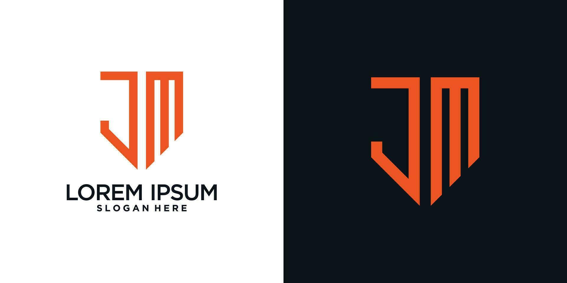 Monogram logo design initial letter j combined with shield element and creative concept vector