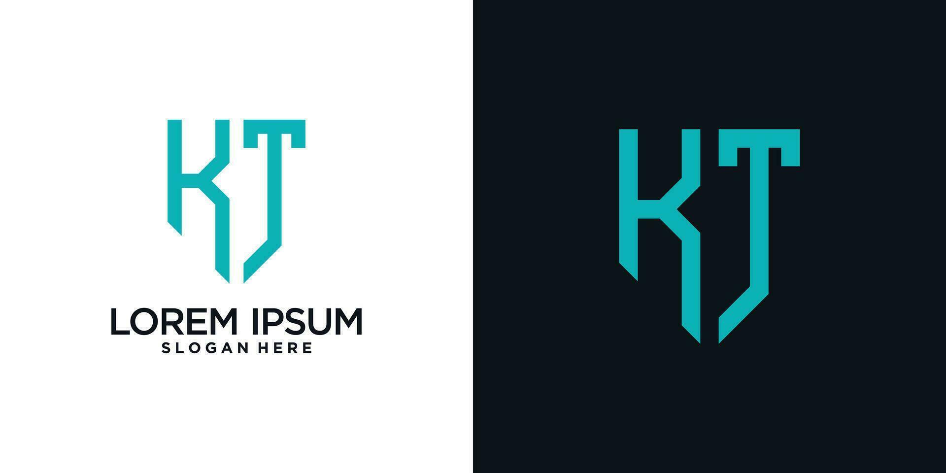 Monogram logo design initial letter k combined with shield element and creative concept vector