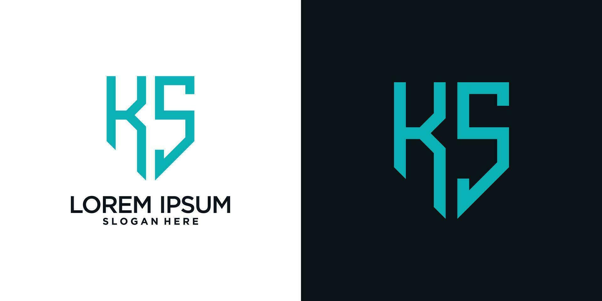 Monogram logo design initial letter k combined with shield element and creative concept vector