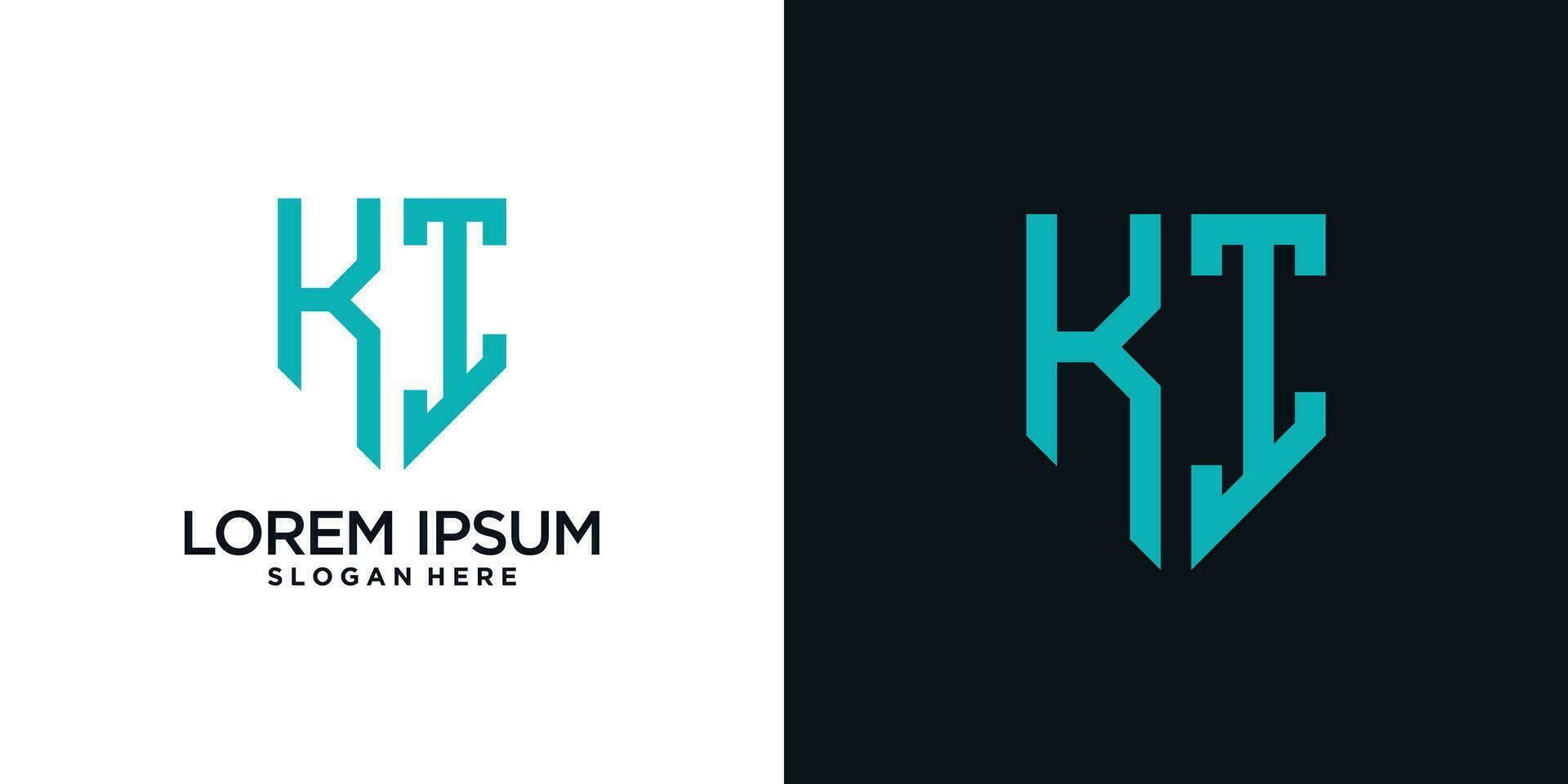 Monogram logo design initial letter k combined with shield element and creative concept vector