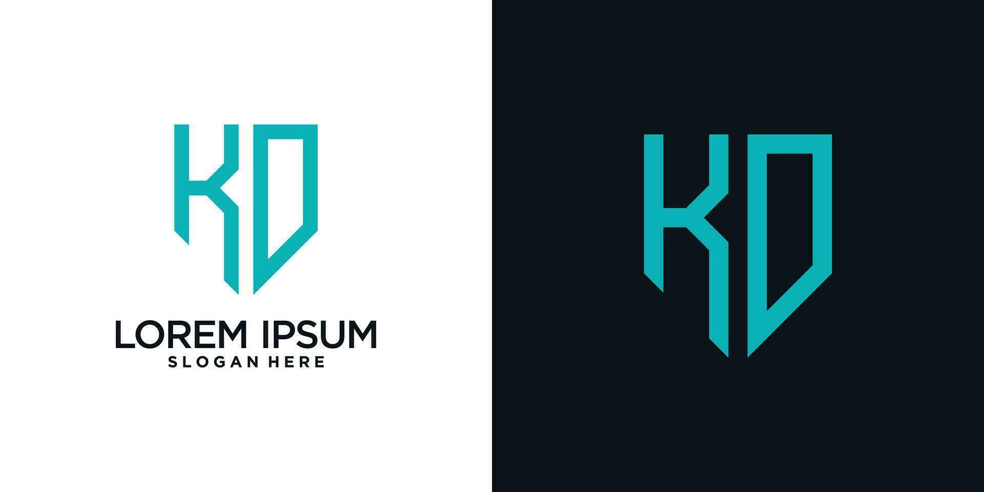 Monogram logo design initial letter k combined with shield element and creative concept vector