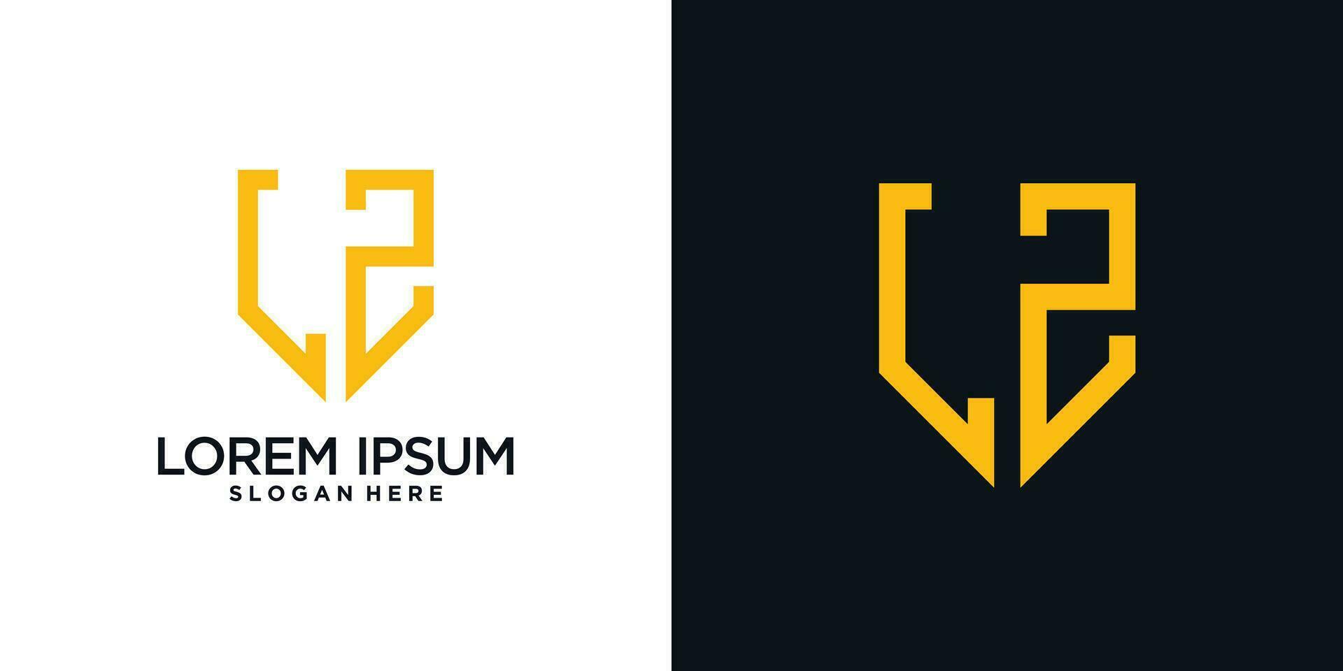 Monogram logo design initial letter l combined with shield element and creative concept vector