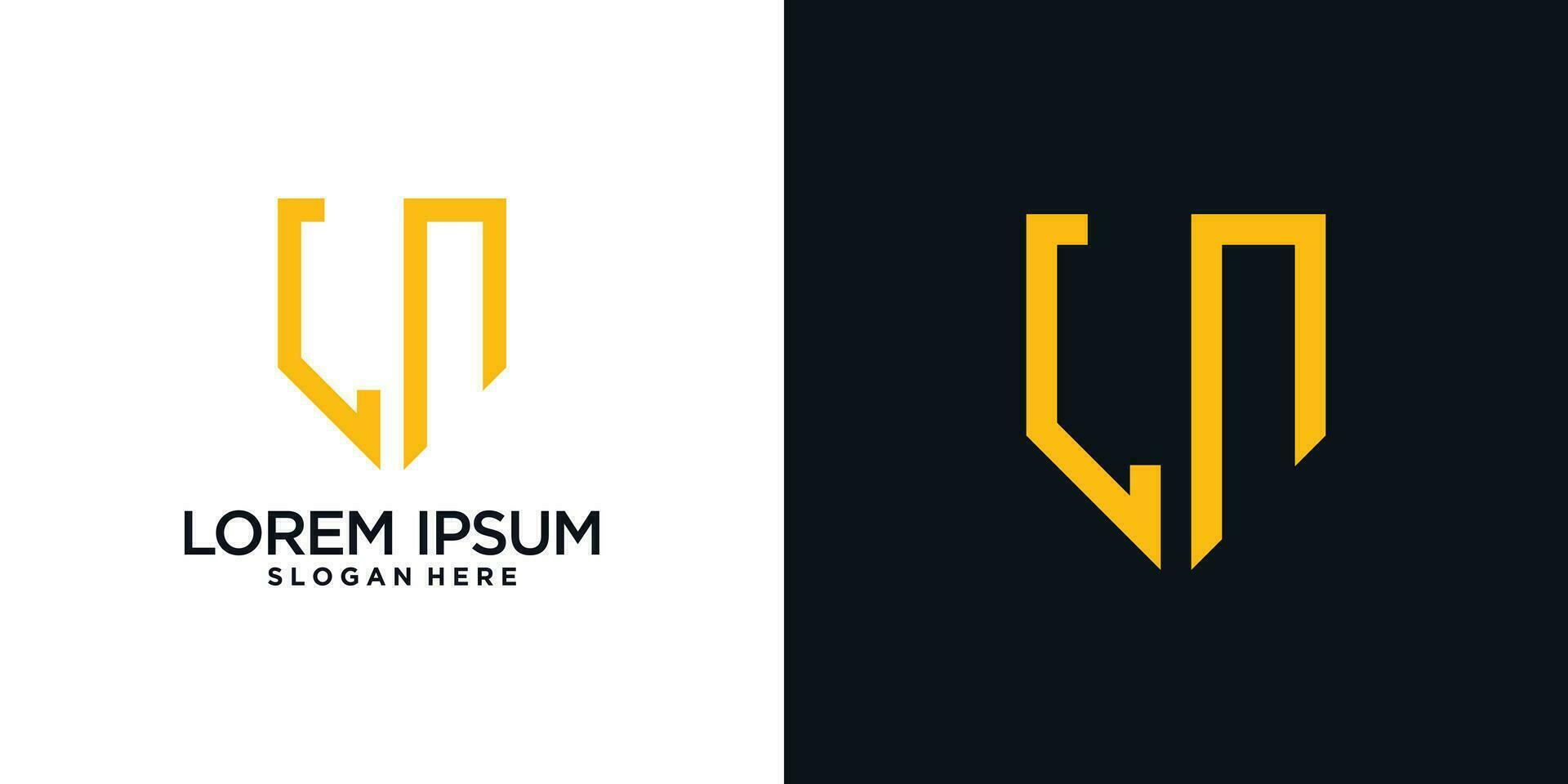 Monogram logo design initial letter l combined with shield element and creative concept vector