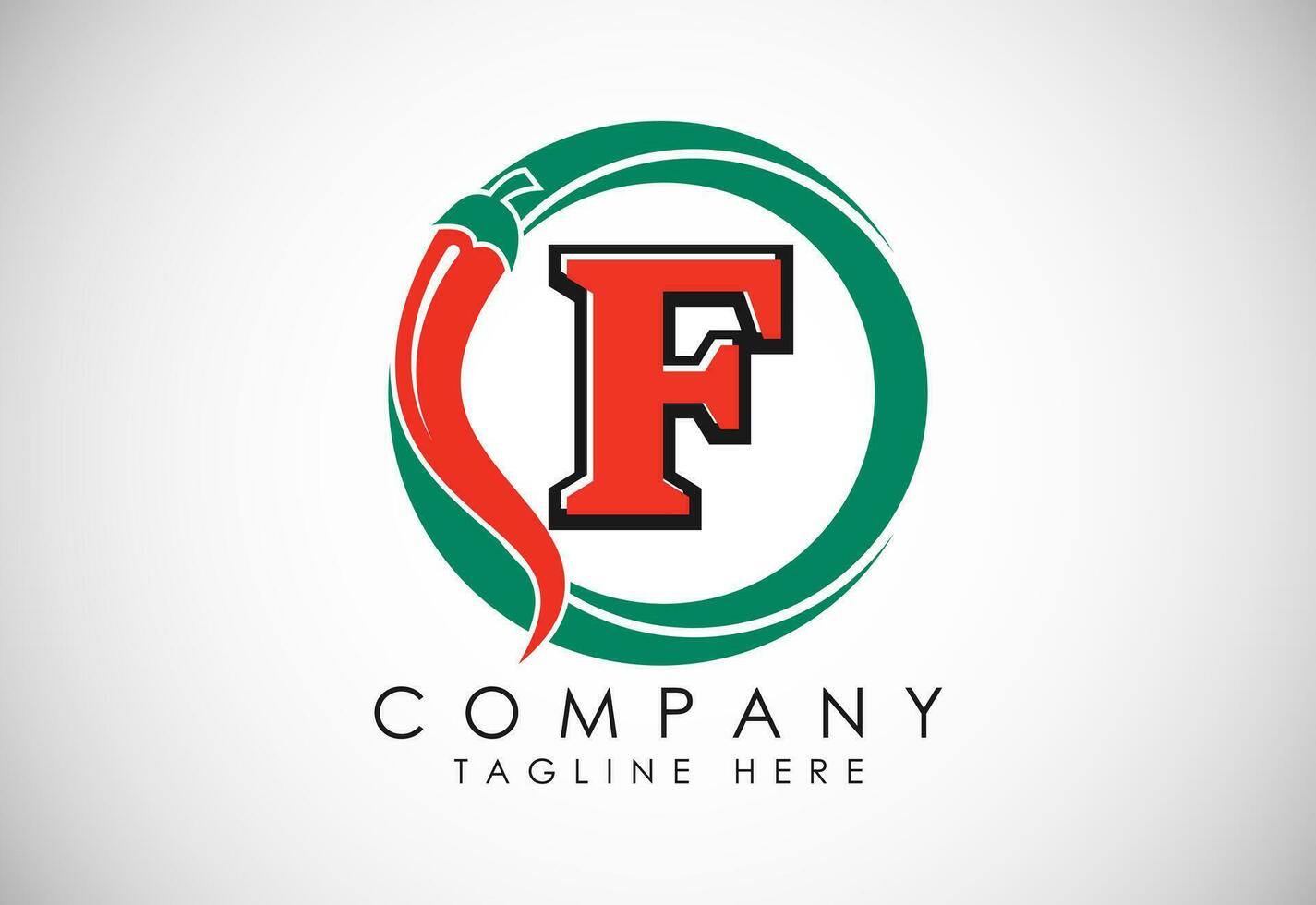 Inglés alfabeto F con rojo chile logo diseño. gráfico alfabeto símbolo para corporativo negocio vector