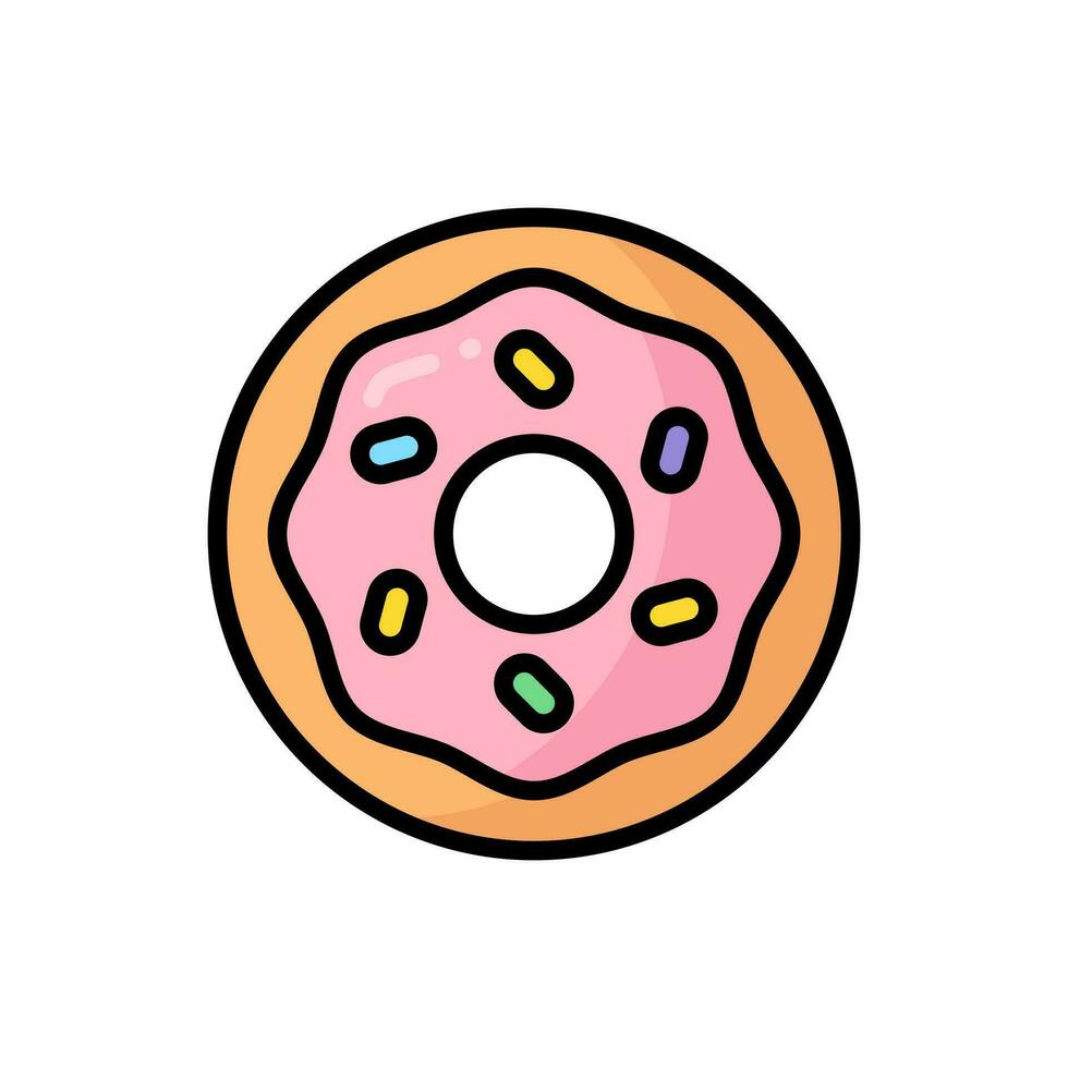 Donut Cartoon Vector Icon Illustration. Food and Drink Icon Concept Isolated Premium Vector. Flat Cartoon Style