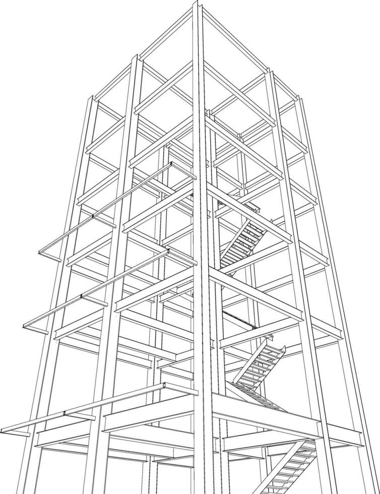 3d ilustración de edificio estructura vector