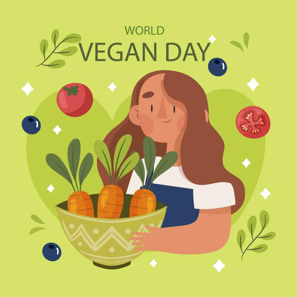 vector flat illustration for world vegan day celebration