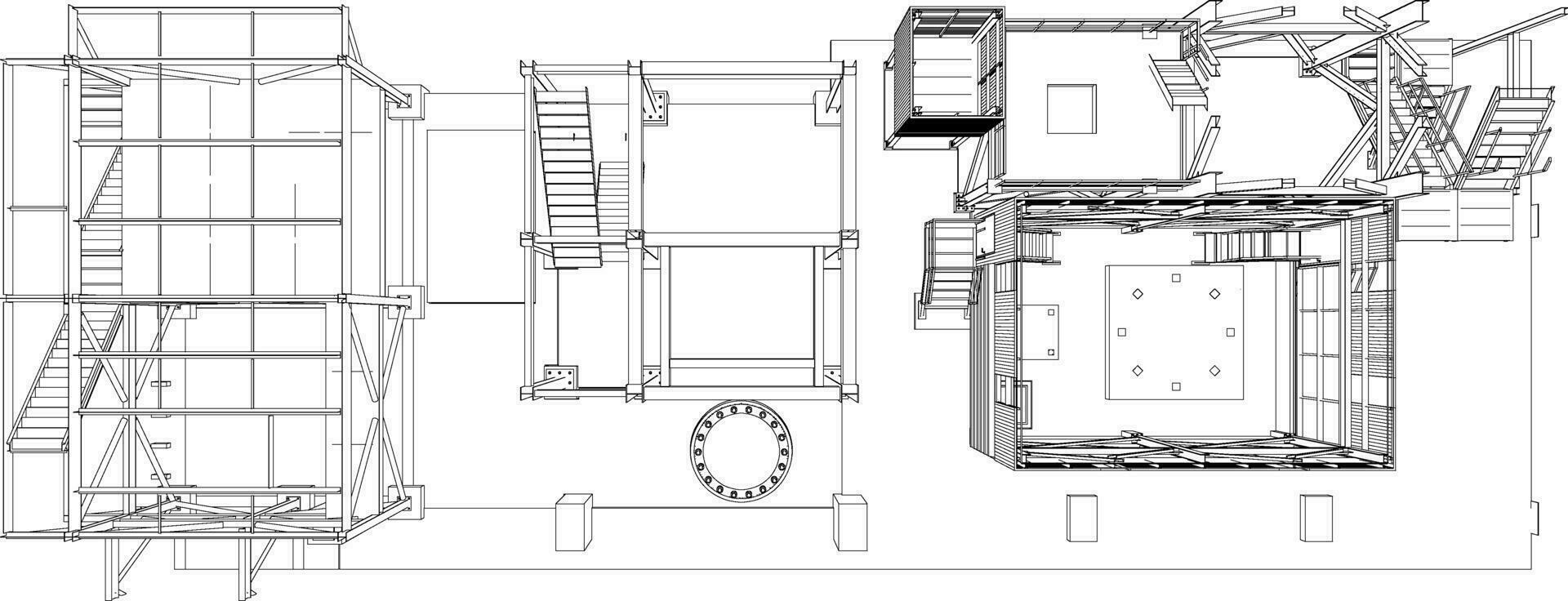 3D illustration of industrial building vector