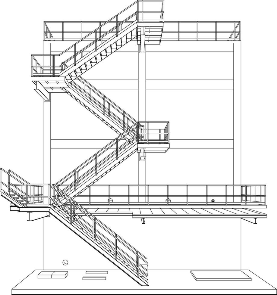 3d ilustración de industrial edificio vector