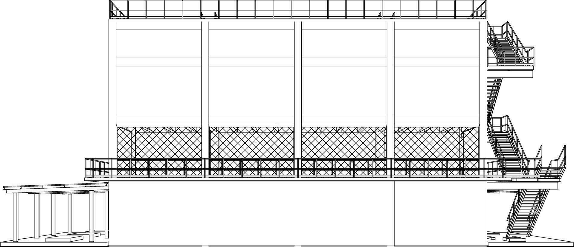 3D illustration of industrial building vector