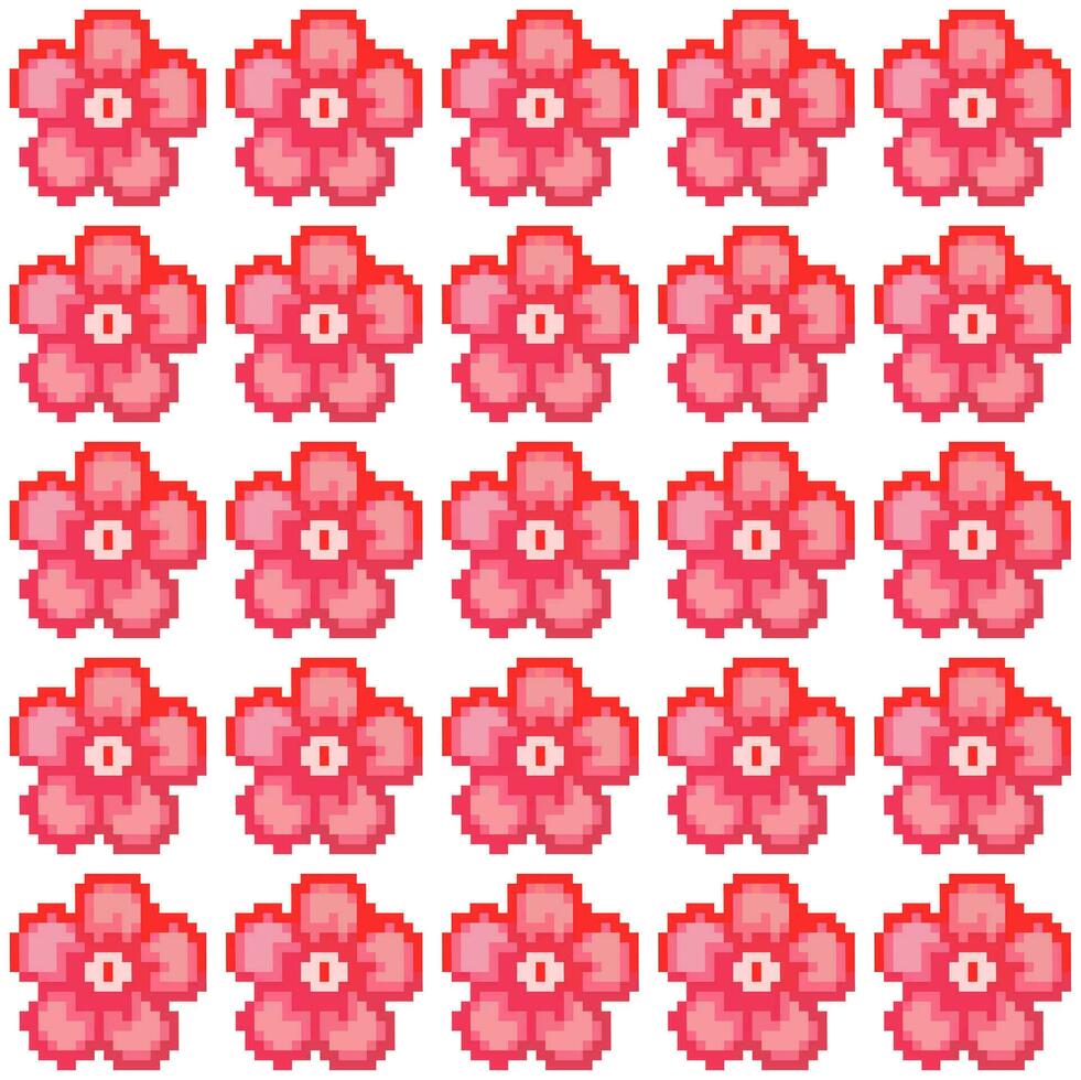 seamless pattern with pixel flowers vector