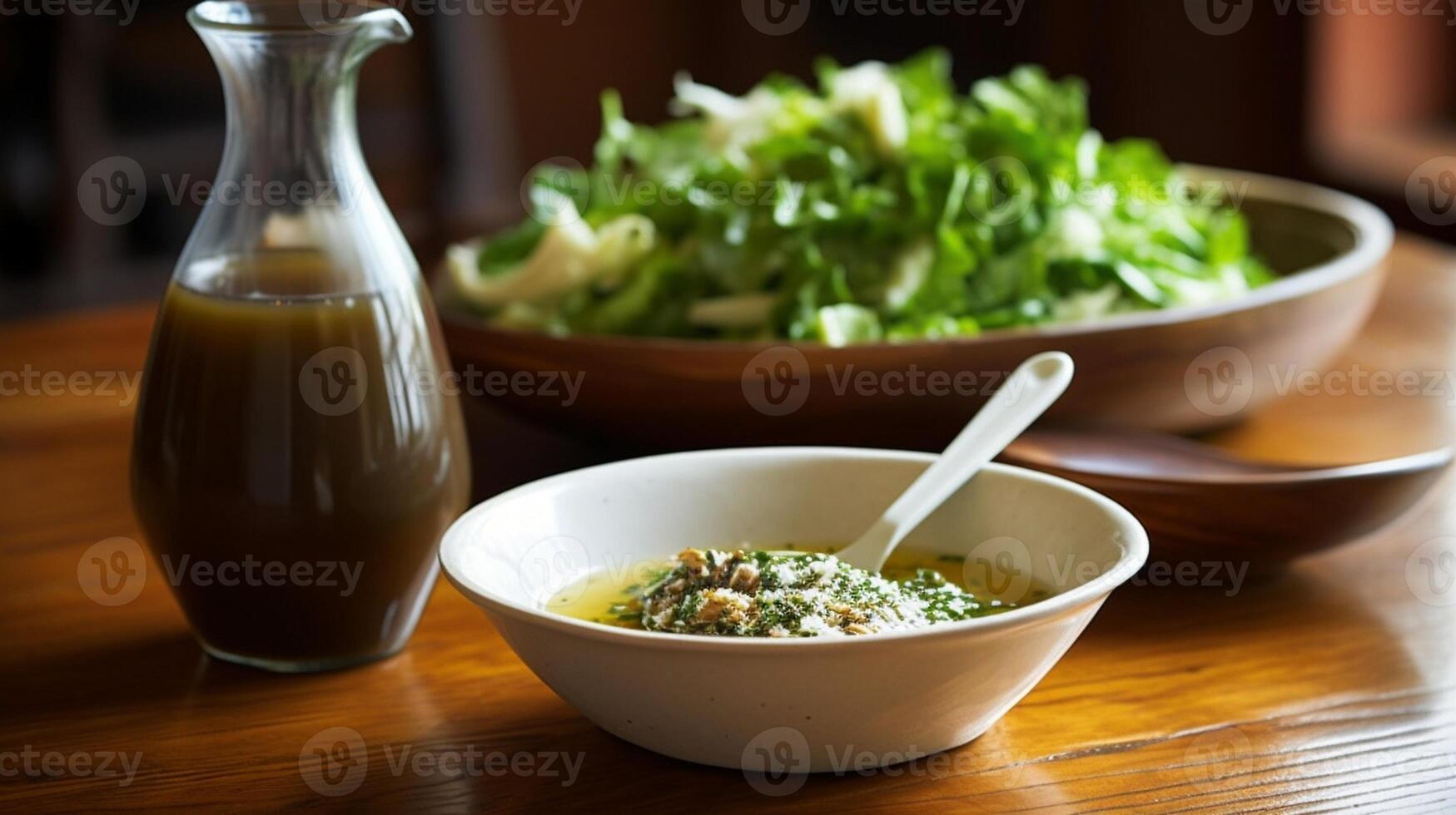 AI Generative basic salad dressing made with olive oil lemon juice