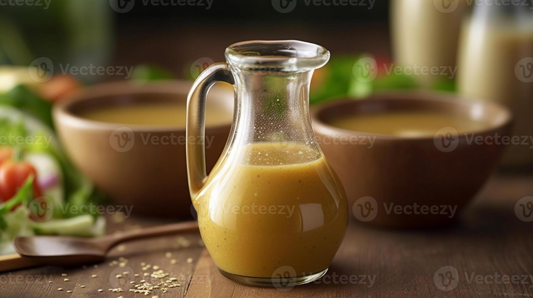 AI Generative homemade basic salad dressing made with olive oil lemon