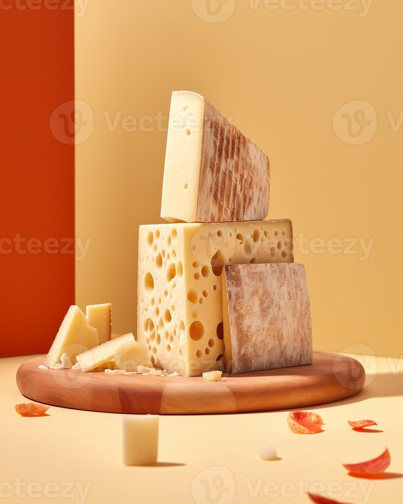 AI Generative Hard cheese Manchego with nuts honey and crackers on grey