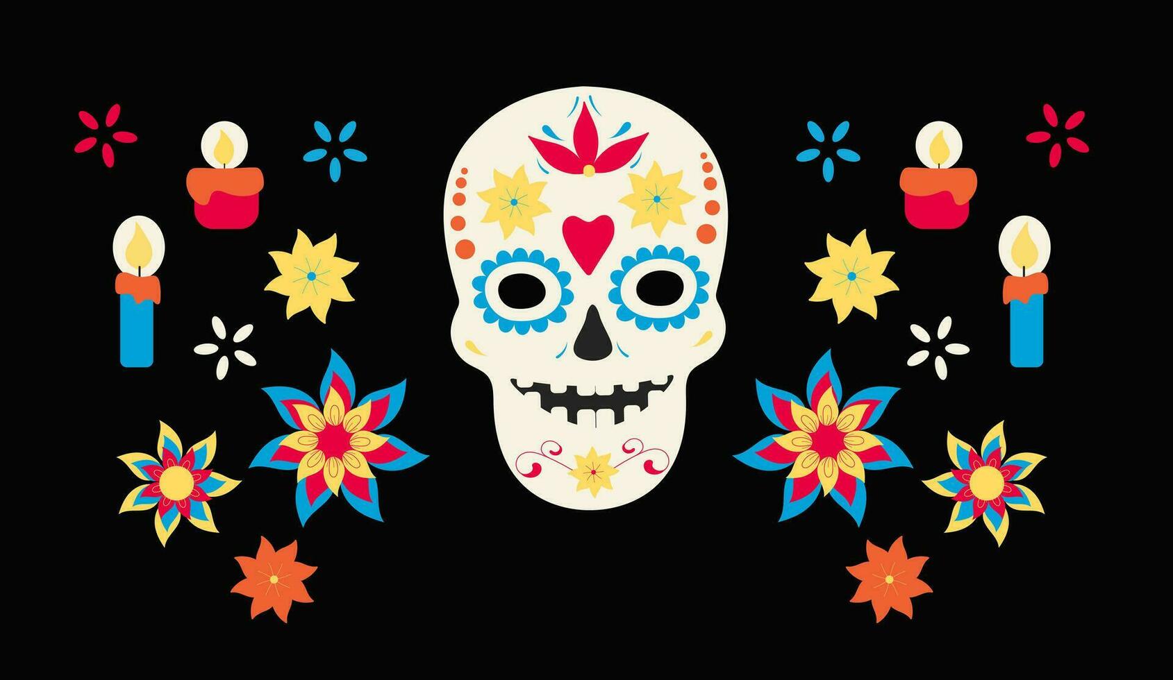 Day of the Dead in Mexico. Elements for design. Vector illustration for sticker, print, card, poster or banner.