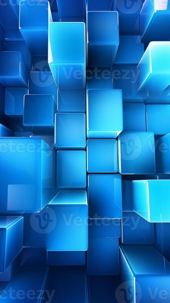 AI Generative bright blue abstract background cubes texture pattern