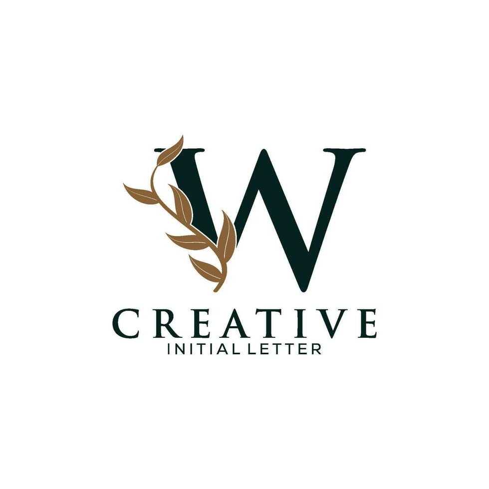 Initial Letter W and Floral Logo vector, Botanical Minimalistic Letter Feminine Logo design template vector
