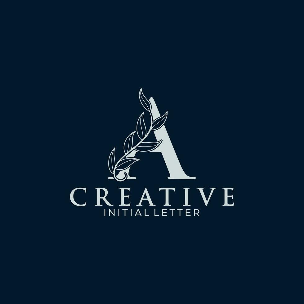 Initial Letter A and Floral Logo vector, Botanical Minimalistic Letter Feminine Logos with Organic Plant Elements vector