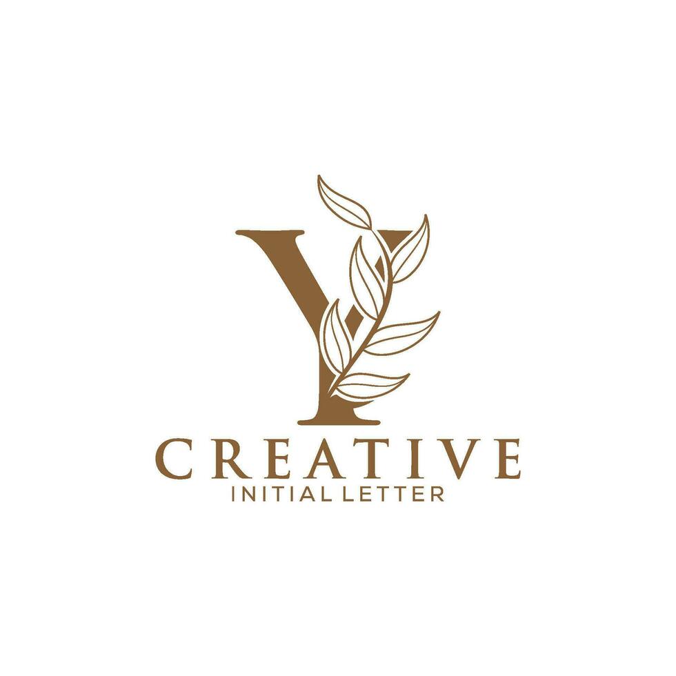Initial Letter Y and Floral Logo vector, Botanical Minimalistic Letter Feminine Logo design template vector