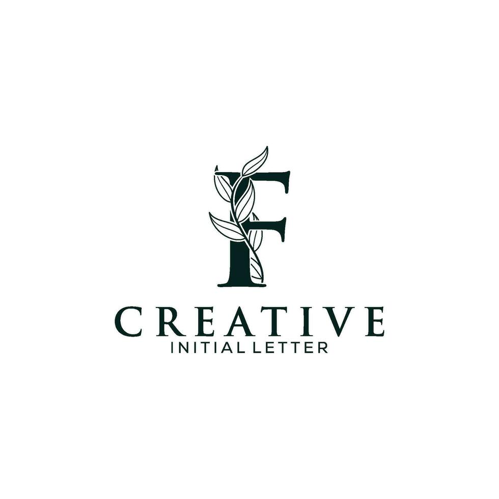 Initial Letter F and Floral Logo vector, Botanical Minimalistic Letter Feminine Logos with Organic Plant Elements vector