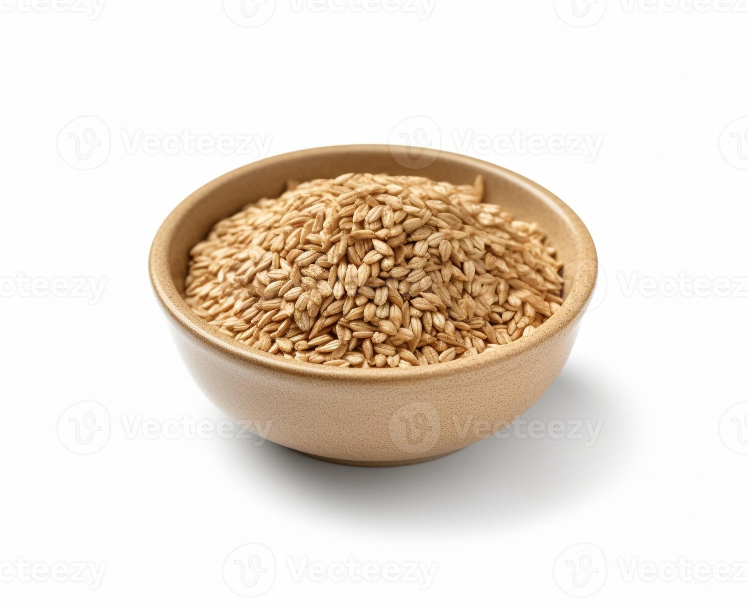 Buckwheat Cereal in a Round Bamboo Serving Bowl isolated on white