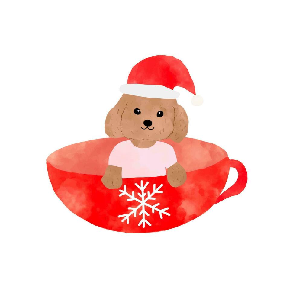 christmas poodle in the cup vector