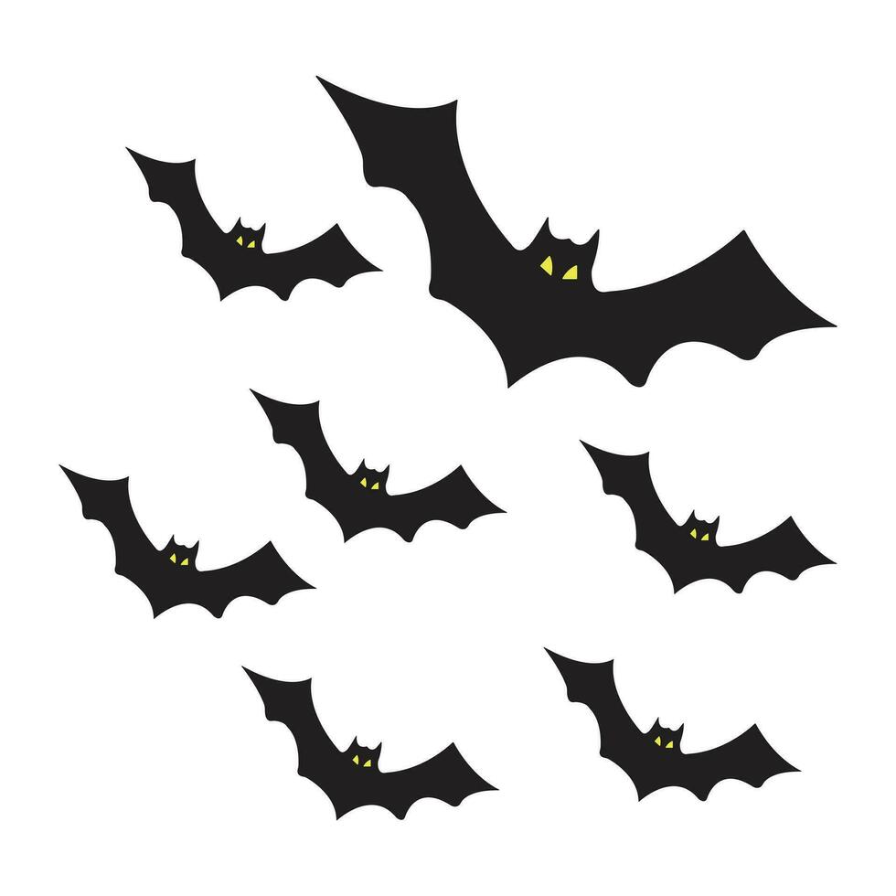 murciélago para Víspera de Todos los Santos negro color vector diseño aislado en blanco antecedentes.