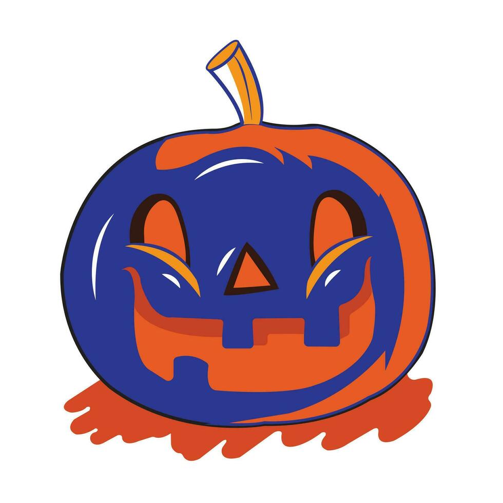 Víspera de Todos los Santos calabaza vector diseño con azul color aislado en blanco antecedentes