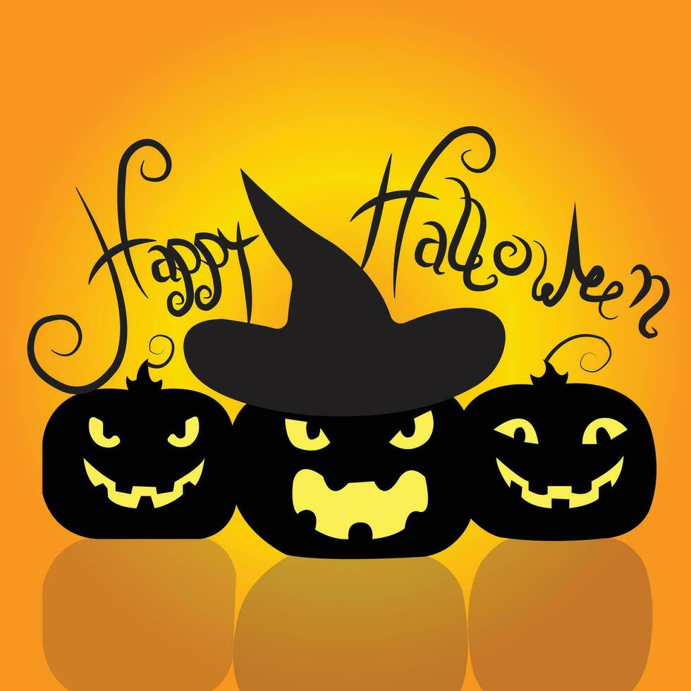 Halloween Pumpkin and text vector design with black color isolated on