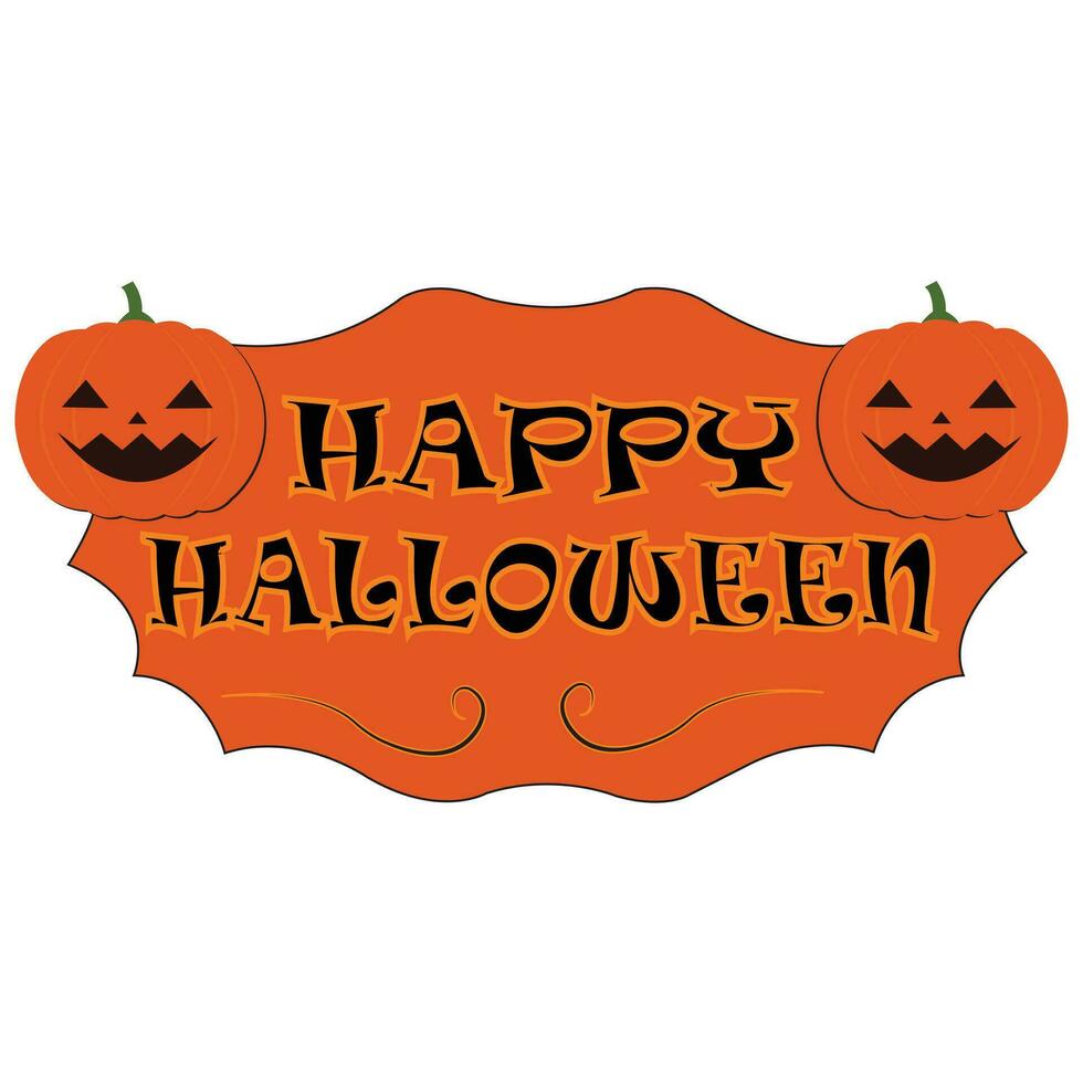 Halloween Pumpkin with text vector Dark Orange color isolated design on white background