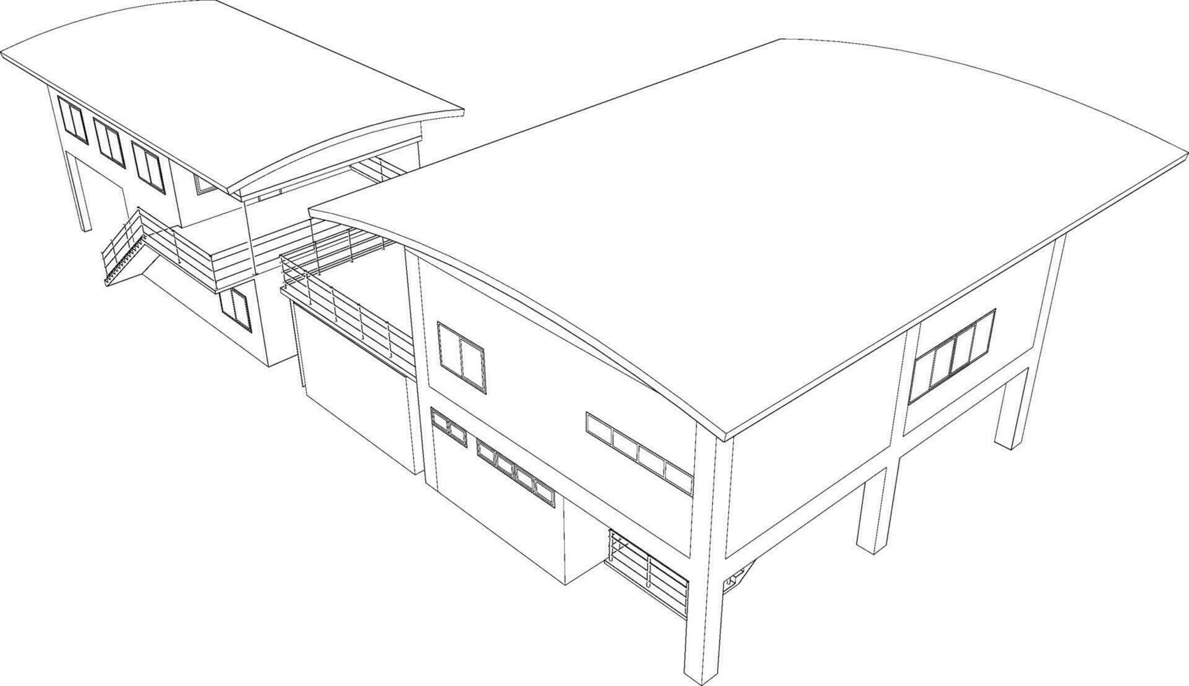 Ilustración 3D del proyecto de construcción vector