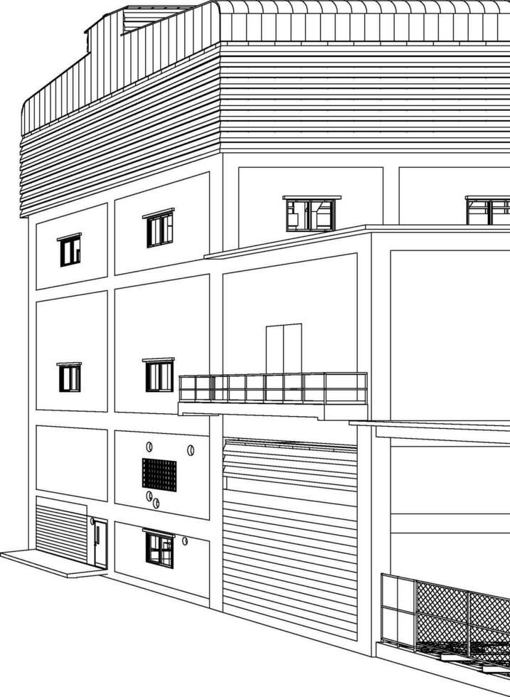 3d ilustración de industrial edificio vector