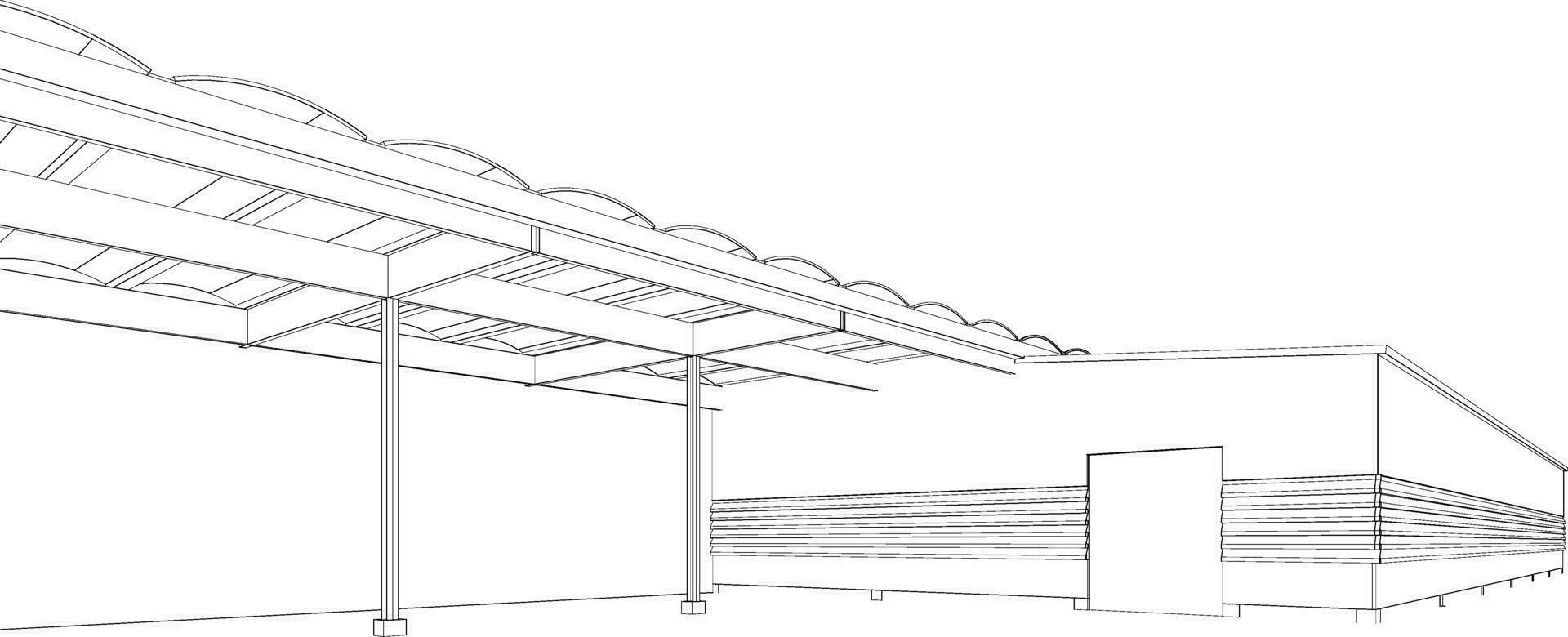 Ilustración 3D del proyecto de construcción vector